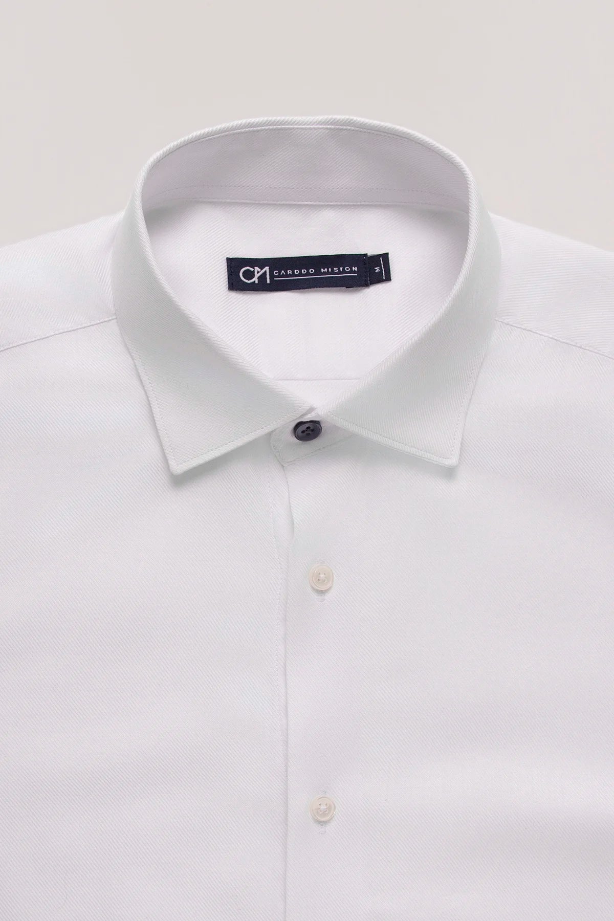 Camisa Dobby Diagonal Algodón Blanco